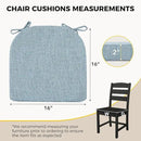 downluxe Indoor Chair Cushions for Dining Chairs, Soft and Comfortable Textured Foam Kitchen Chair Pads with Ties and Non-Slip Backing, 16" x 16" x 2", Light Blue, 4 Pack by CozyNest Decor