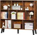 LEYAOYAO 10 Cube Bookshelf,3 Tier Modern Wide Bookcase with Legs,Mid-Century Wood Bookshelves Storage，Brown Large Book Case,Freestanding Organizer Display Shelf for Bedroom,Living Room,Office by CozyNest Decor