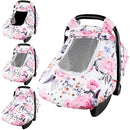 Floral Baby Carseat Cover Girls, Pea Pod Infant Car Seat Covers Canopy for Newborn with 2 Layers Windows of Breathable Mesh/Fabric, Lightweight Polyester/Minky Dot Backing, Snug Fit Most Baby Car Seat by TinyTreasures Baby Boutique