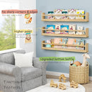 Upgraded Wooden Wall Bookshelf for Kids Books, Large Nursery Floating Shelves for Kids Bedroom, Natural Wood Wall Bookshelves for Teens Toddlers Living Room Decor (36 Inch Long 3-Pack) by TinyTreasures Baby Boutique