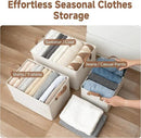 StorageWorks Storage Bins, Shelves Baskets for Organizing, Large Fabric Closet Organizers with Handles, Metal Frame, Beige（Cotton-linen）, 2-Pack by CozyNest Decor