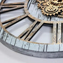 The Gears Clock 36'' Inch Real Moving Gear Wall Clock Vintage Industrial Oversized Rustic Farmhouse (Vintage Grey and White) by CozyNest Decor