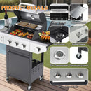 Endark 3-burner propane gas grill | 37,000 BTU stainless steel with side-fire function | with enameled cast iron grate, thermometer and side stand wheels | great for patio and garden outdoor cooking by GreenHaven Gardens