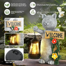 Json Garden Statue Solar Cat Figurine with Lantern, Solar Garden Decorations Statues for Patio, Balcony, Yard Ornament, Unique House Warming Gifts Figurine Lights, Gifts for Women, Mom by CozyNest Decor