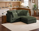 Oversized Modular Sofa, Extra Deep Cloud Corduroy Sectional Couch with Ottoman Chaise, Fluffy Chenille Loveseat L Sofa for Living Room, Villa (Loveseat+Ottoman, Corduroy Green) by CozyNest Decor