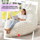 Hobestluk 3 in 1 Bean Bag Chair Giant Bean Bag Chairs for Adults with Bubble Cover Convertible Bean Bag Floor Cushion with Machine Washable Cover for Living Room (Bubble White) by CozyNest Decor