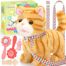 Plush Toys Cat for Kids with Leash, Interactive Electronic Kitty That Walking,Meowing, and Tail Wagging, Stuffed Cat Christmas Birthday Gift for Boys and Girls by TinyTreasures Baby Boutique