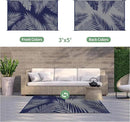 GENIMO Outdoor Rug 3' x 5' Waterproof for Patios Clearance, Reversible Outdoor Plastic Straw Camping Rug Carpet, Large Area Rugs Mats for RV, Camper, Deck, Balcony, Porch, Beach, Picnic Navy Blue&Grey by CozyNest Decor