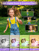 Digital Camera, Kids Camera1080P, Vlog Camera with 64GB Card, 16X Zoom Anti Shake, Card Reader, 44MP Compact Portable Small Point Shoot Digicam Gift for Kid Student Children Teen Girl Boy(Pruple) by TinyTreasures Baby Boutique
