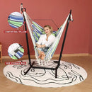 ZEYU Hammock Chair with Stand Double Hammock Chair Bohemian Style with Tassel Mobile Phone Support Manual Adjustable Swing Indoor and Outdoor Garden Porch with Floor mat Reclining Capacity 400 pounds by GreenHaven Gardens