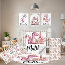 Custom Baby Crib Bedding Set - 5 Pcs Personalized Name Pink Dinosaurs Crib Set for Infants Toddlers Girls - Soft Double Layer Nursery Bedding Set - Customized Present for Birthday Baby Shower by TinyTreasures Baby Boutique