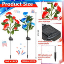 Woanger 4 Pcs Solar Flowers Cemetery Grave Decorations Outdoor LED Flower Lights with 6 Rose Powered Garden Stake Lights Waterproof for Independence Day Grave Decorations (Red, Blue) by GreenHaven Gardens