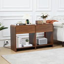 Fluted Nightstand Set of 2 with Charging Station, Modern Bed Side Table End Table with Drawer Storage, Large Wooden Night Stands Bedside for Bedroom Living Room Sofa Office, Walnut 2 Sets by CozyNest Decor