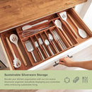 Premium Silverware, Flatware and Utensil Organizer for Kitchen Drawers, Food-Safe Contract Grade, Expandable from 18 to 33 In, Natural Acacia by CozyNest Decor
