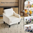 VINGLI Mid Century Modern Accent Chair, Beige Fabric Accent Chairs for Living Room Upholstered Armchair Sofa with Scooped Arms for Bedroom, Apartment, Studio, Office, Waiting Room by CozyNest Decor