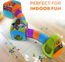 Playz 5-Piece Kids Pop up Play Tent Crawl Tunnel and Ball Pit with Basketball Hoop Playhouse for Boys, Girls, Babies, and Toddlers (Purple, Orange, Yellow, Red, Blue) by TinyTreasures Baby Boutique