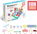 PicassoTiles 108pc 3-in-1 Marble Run Car Race Track Combo Magnetic Tiles PicassoToys Magnet Building Block Educational Construction Toy Playset STEM STEAM Learning Kit Child Brain Development PTG108 by TinyTreasures Baby Boutique