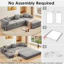 107" Oversized Convertible Sleeper Sofa Bed, Corduroy L Shape Sectional Couch, Folding Sofa Bed with Side Pocket, Modern Cloud Floor Mattress Couch, Modular Sofa for Living Room, Grey by CozyNest Decor