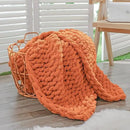 Bigacogo Chunky Knit Throw Blanket for Couch, 40x60 inches, 100% Hand Knitted with Thick Jumbo Chenille Yarn, Cozy Soft Large Rope Knot Cable Crochet Blankets for Sofa Bed Living Room, Terracotta by CozyNest Decor