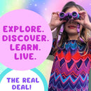 Kids Binoculars 8x21 Pink- Girls Age 3-12, Shock Proof Compact Binoculars for Kids Set- Neck Strap, Compass, Carabiner, Case- High-Resolution Optics Child Gift Toy for Bird Watching, Hiking, Spy by TinyTreasures Baby Boutique
