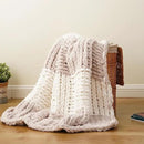 Battilo Chunky Knit Throw Blanket, Soft and Thick Chenille Throw Blanket, 50"x60" Handmade Cable Knit Crochet Blanket, Large Rope Knot Throw Blankets for Couch Sofa Bed Home Decor, Beige & White by CozyNest Decor