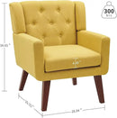 Accent Chair Button-Tufted Upholstered Living Room Chairs Comfy Reading Chair Mid Century Modern Chair with Linen Fabric Lounge Arm Chairs for Living Room Bedroom (Yellow) by CozyNest Decor