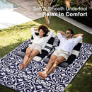 OLANLY Outdoor Rug Waterproof 9x12 ft Clearance, Reversible Outdoor Plastic Straw Rug with Floral Pattern, RV Mat for Patio, Camping, Balcony, Deck, Backyard, Navy & White by CozyNest Decor