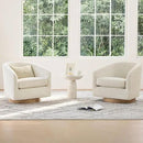 CHITA Swivel Accent Chair, FSC Certified Upholstered Fabric Barrel Chair for Living Room, Fully Assembled, Cream by CozyNest Decor
