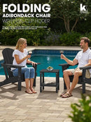 KINGYES Folding Adirondack Chair Set of 6, Dual Cup Holders & All-Weather HDPE, Wood-Like Patio Chair for Backyard, Camping, Pool & Fire Pit, Black by GreenHaven Gardens