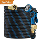 100ft Garden Hose - Water Hoses w/10 Function Spray Nozzle, 2025 New Superior Strength Flexible Hose, 3/4" Brass Connectors- Leakproof Lightweight Water Pipe for Gardening(Blue Black) by GreenHaven Gardens