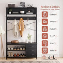 Lulive Hall Tree with Bench and Shoe Storage, 31.5" Coat Rack Freestanding with 2-Tier Storage Shelf, 6-in-1 Entryway Bench Coat Rack with 12 Hooks and 3 Drawers(Black) by CozyNest Decor