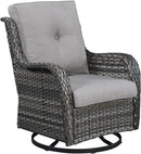 Outdoor Patio Swivel Rocker Chairs - Single Wicker Rattan Patio Swivel Rocking Chair with High Back,Deep Seating and Comfort Cushions for Deck Porch Garden,Mixed Grey/Grey by GreenHaven Gardens