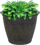Sunnydaze 24-Inch Anjelica Large Plastic Pot for Plants - Outdoor Polyresin Round Planter with Drillable Drainage Holes - Sable by CozyNest Decor