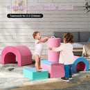 Lischwert Foam Climbing Blocks, Soft Climbing Toys for Toddlers, 5 Pieces Crawl and Climb Foam Playset with Foldable Block and Tunnel, Indoor Climber Activity Play Set for Kids Age 1+(Pink Blue) by TinyTreasures Baby Boutique