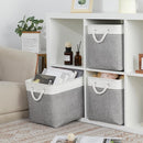 Bidtakay Large Storage Baskets for Organizing 3-Pack Fabric Closet Organizers Storage Bins with Handles 16x11.8x11.8 In Collapsible Baskets for Shelves Cloth Home Organization L-White&Grey by TinyTreasures Baby Boutique