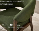 Mid-Century Modern Accent Chairs Set of 2, Comfy Barrel Armchairs with Wide Seat, Upholstered Lounge Chairs with Walnut Wood Legs for Living Room/Bedroom/Reading Corner, Linen Fabric, Deep Green by CozyNest Decor