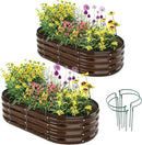 Galvanized Metal Raised Garden Bed Kit for Gardening Outdoor Planter Grow Garden Box Raised Flower Bed Galvanized Planter Outdoor Brown 2PC by GreenHaven Gardens