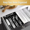Bamboo Silverware Holder - Drawer Organizer with 5 Slots (Black) by CozyNest Decor