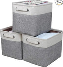 Kntiwiwo Foldable Storage Bin Collapsible Basket 12" x 10" x 9.5" Cube Storage Organizer Bins with Dual Carry Handles for Home Closet Shelves Drawers Organizer, Set of 3, Grey by CozyNest Decor