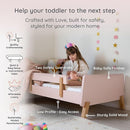 dadada Muse Toddler Bed with 2 Removable Safety Rails. Low Profile Montessori Bed for Kids. Sturdy Solid Wood Frame, Fits Standard Crib Mattress, Easy to Assemble, Toddler Bed for Girls & Boys - Pink by TinyTreasures Baby Boutique