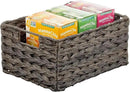 mDesign Woven Farmhouse Kitchen Pantry Food Storage Organizer Basket Box - Container Organization for Cabinets, Cupboards, Shelves, Countertops, Store Potatoes, Onions, Fruit, 6 Pack, Espresso Brown by CozyNest Decor