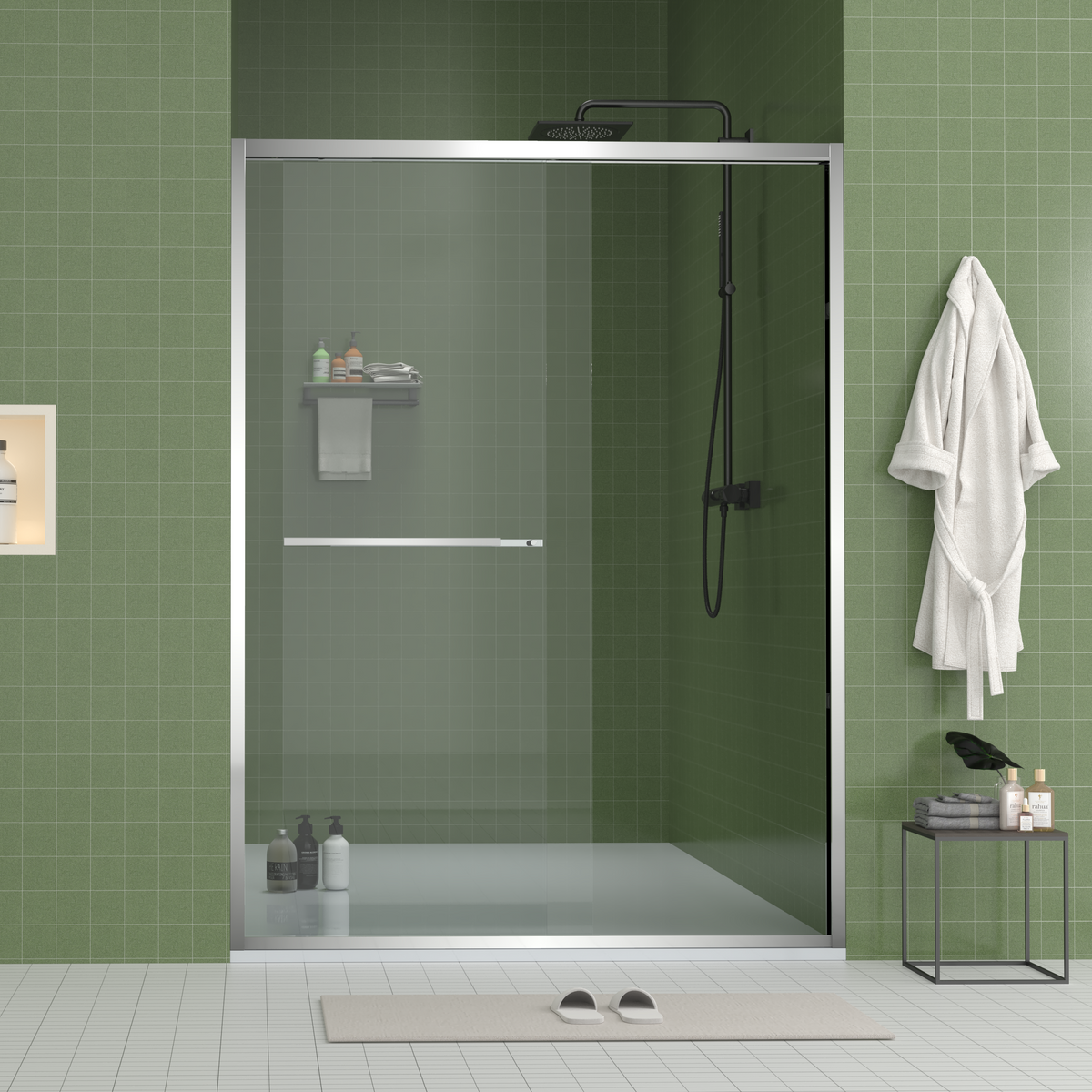 Aluminum Frame Double Sliding Shower Door (56-60"x70"), photo 4 of 10