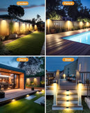 4 Pack Solar Fence Lights Waterproof, Motion Sensor Deck Outdoor, Warm White LED for Wall Yard Steps Stairs Garden - Brown by GreenHaven Gardens