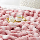 Luxury 1000GSM Faux Rabbit Fur Throw Blanket for Woman, Super Heavy Warm Cozy Blankets for Her for Couch Bed Sofa, Bubble Plush Fuzzy Elegant Soft Reversible Mink Blanket for Living Room Bedroom, Pink by CozyNest Decor