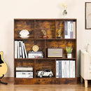 LEYAOYAO 8 Cube Bookshelf with Wood Base, Brown 3 Tier Mid-Century Modern Bookcase,Standing Wide Bookshelves Storage Organizer Shelf,Rustic Display Cabinet Book Shelves for Bedroom,Living Room,Office by CozyNest Decor