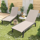 Patio Chaise Lounge Set of 2 with 4 Adjustable Backrest, Foldable Aluminum Chaise Lounge Chair Recliner for Outdoor, Poolside, Sun Tanning Beige by GreenHaven Gardens