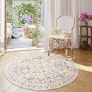 Wonnitar Washable Round Rugs 6ft, Pink Floral Circle Rug Large Round Carpet for Bedroom, Boho Soft Ultra-Thin Circular Carpets for Kids Playroom Living Room Nursery by TinyTreasures Baby Boutique