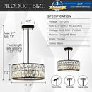 12” 3-Light Modern Crystal Chandeliers Black Dinning Room Light Fixture with Two Poles, Round Pendant Light Kitchen Island Chandelier, Flush Mount Ceiling Light for Living Room Entryway by CozyNest Decor