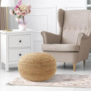 Casafield Hand-Braided Jute Pouf Ottoman Footrest, 19" Round x 10-1/2" High, Natural Woven Boho Floor Cushion, Home Decor for Living Room, Bedroom, Apartment by CozyNest Decor