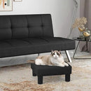 Joveco Small Footstool Ottoman, PU Leather Square Upholstered Footrest with Plastic Legs, Under Desk Foot Stools for Living Room Bedroom Office, Black by CozyNest Decor